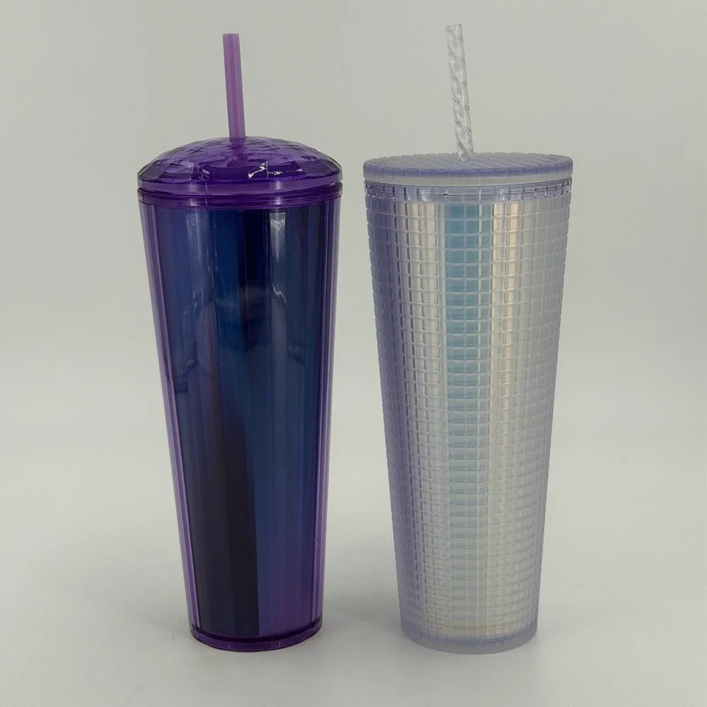 Starbucks Unicorn Icy Iridescent Grid & Kaleidoscope Dome Purple Venti Cup 24oz